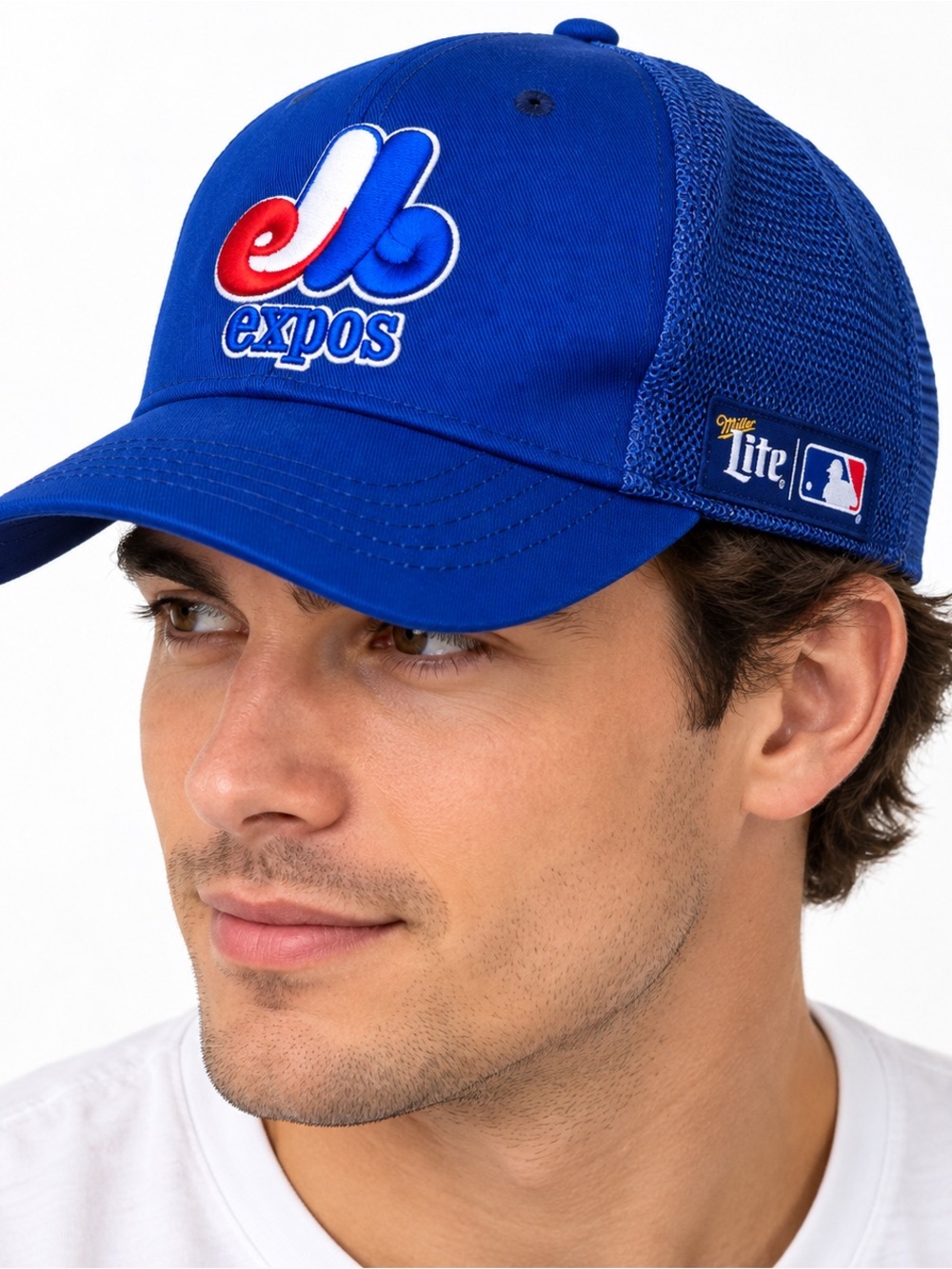 Montreal Expos Hat Snapback MLB Baseball Embroidered Logo Miller Lite Blue